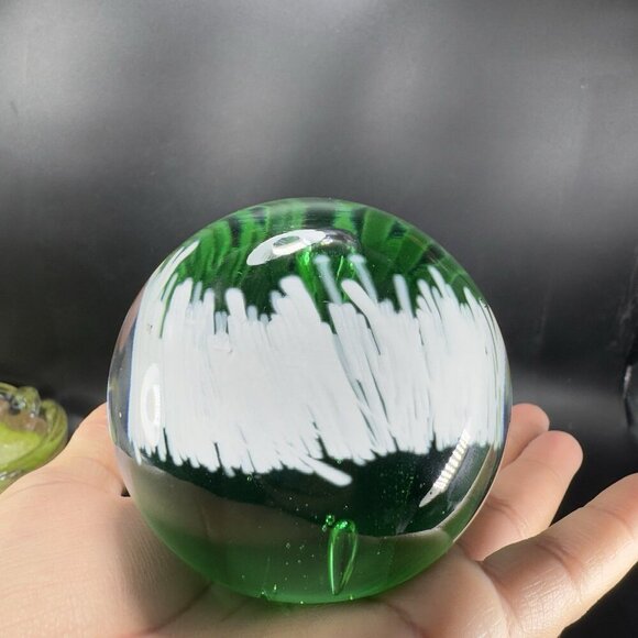 Venetian Glass Paperweight Bulls Eye Manganese 365nm Green UV Glow Italian Glass - Picture 13 of 13